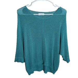Luisa Ricci Made In Italy Sweater Women's Large Blue Open Knit Pullover Y2k
